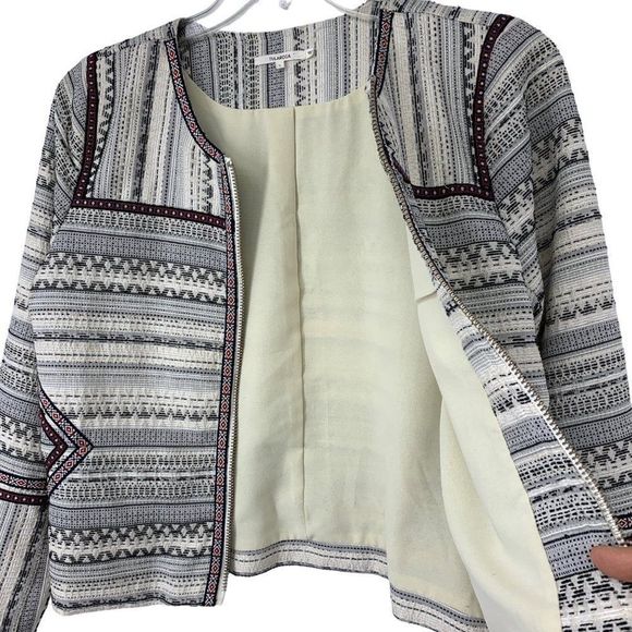 Tularosa Womens Crop Boho Geo Pattern Jacket Blazer size Large Zip Lined 3476 - Picture 7 of 7